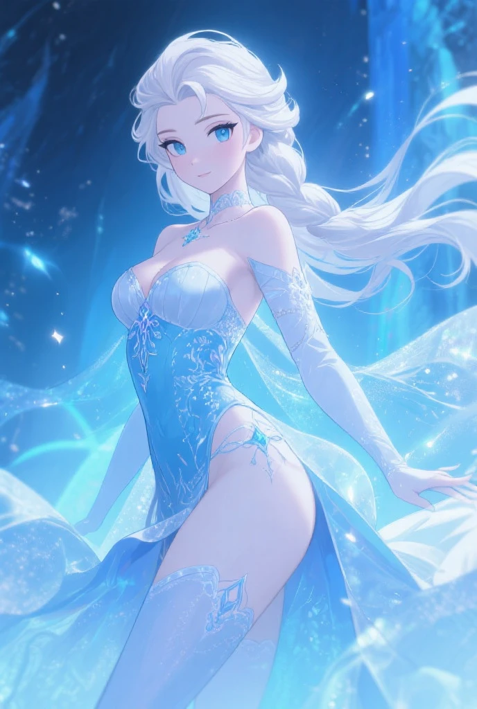 Elsa arendelle, professional fashion model, sensual, completely naked, Wrapped in snowflakes, Just snowflakes, The contrast between attractive skin and snowflakes, Aesthetic colors, Exquisite balance and harmony of colors., Simply beautiful... A world that leaves viewers speechless...,