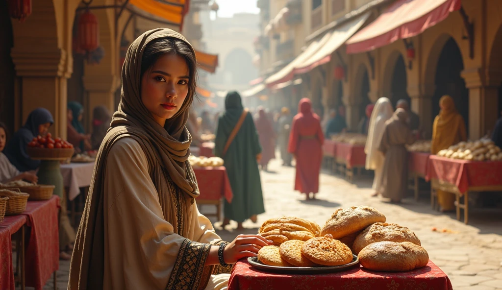 An Iranian young woman peddler who sells gold in Persepolis at sunset.
With black dress