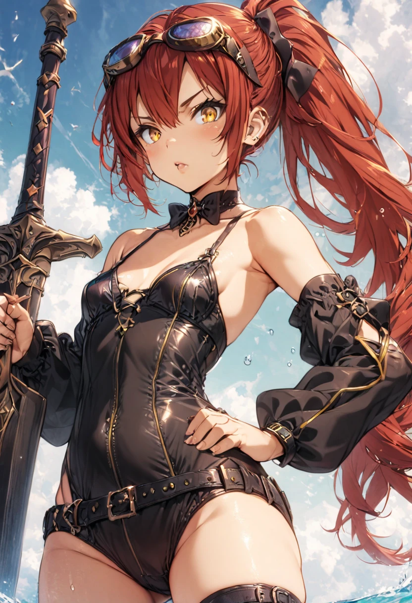 A beautiful and sexy peasant woman dress like a tavern wench, beautiful aquiline face detail, bright light eyes, full luscious lips, sexy eyeliner and eyeshadow, flirty smile, mischievous glint in her eye, detailed tiny perky cleavage, perfect legs, lithe body, wonderful and innocent energy, adventurous spirit, Lucious red hair, atmospheric fog, ambient light, rim light, a small medieval village, an overgrown forest, sexy dancing and twirling,
sultry look, seductive