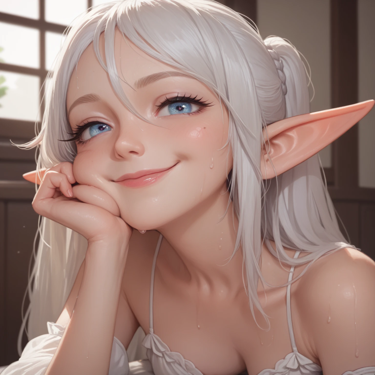 Ultra HD、Ultra-clear、Elf、White and beautiful skin、Big Breasts、Perfect body line、Long legs、Small areola、Small nipples、smile、