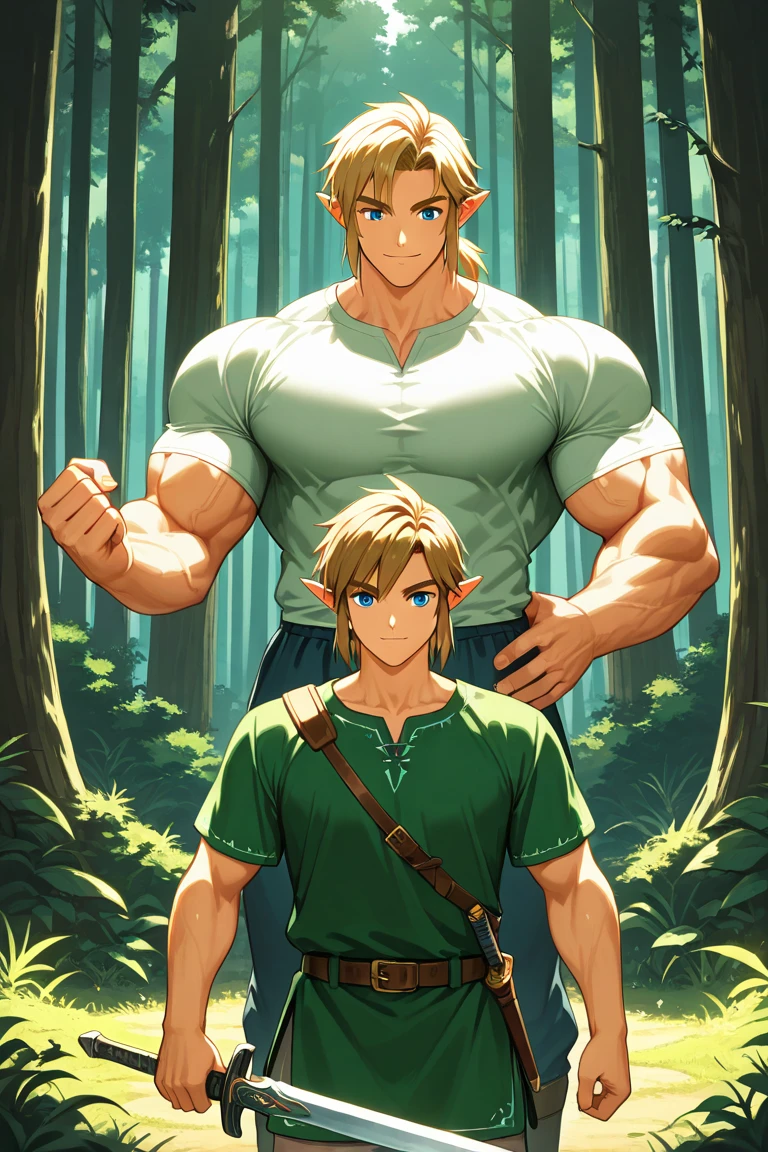 2 children,locker room,muscle size difference,stupid,soft shading, mbbbbb , Link ,toon Link