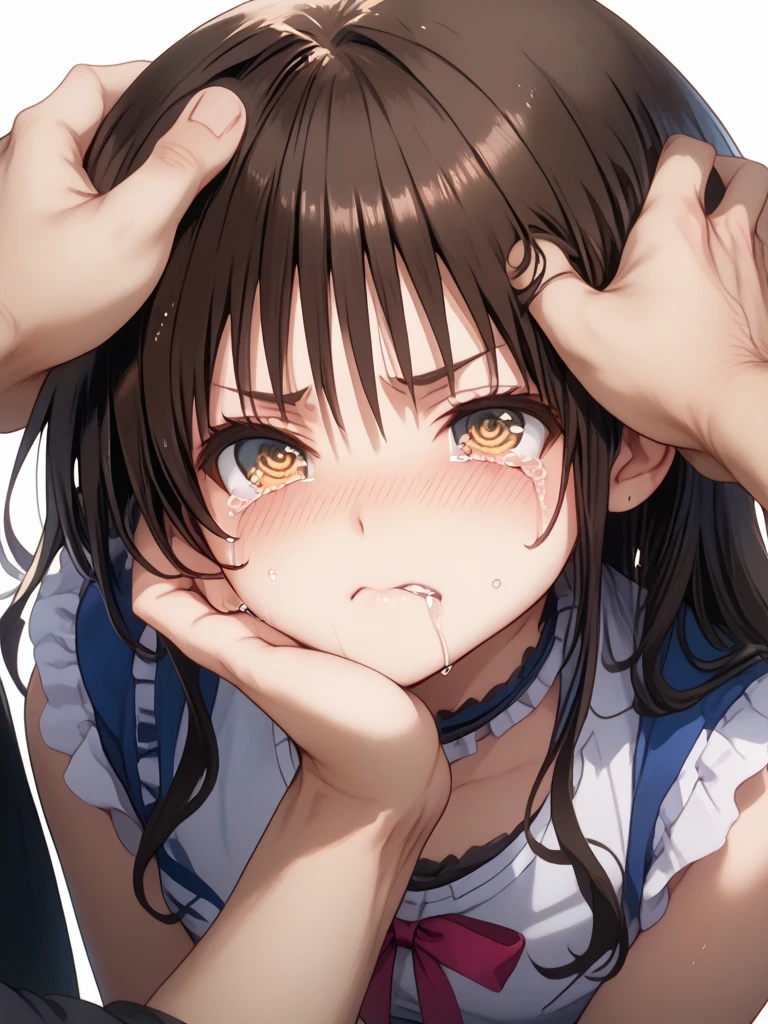 score_9, score_8_up, score_7_up, score_6_up, source_anime,source_anime,cowboy shot,Idealized Forms,Natural Light,details background,blurry background,extremely detailed,(aga),hatsushimo(kancolle),brown eyes,(left(white)right(blue))headband,(black)long hair,(low-tied)hair,(black)hair,small breasts,(petite),(((scream violently while crying in despair:1.4))),(((trembling on the death knell of suffocation))),(((pain))),((crying with eyes open))