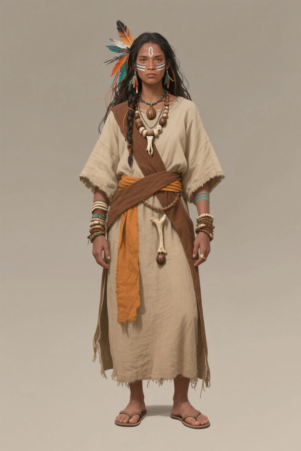 (Best quality, high resolucion, Realstic:1.37), A 16-year-old Stone Age teenager, peau mate claire, long, frizzy hair, entrain de battre avec son sagaie contre un tigre a dent de sabre, Ultra detailed, Ancien humain, , Prehistoric scene, Realistic representation of the Stone Age