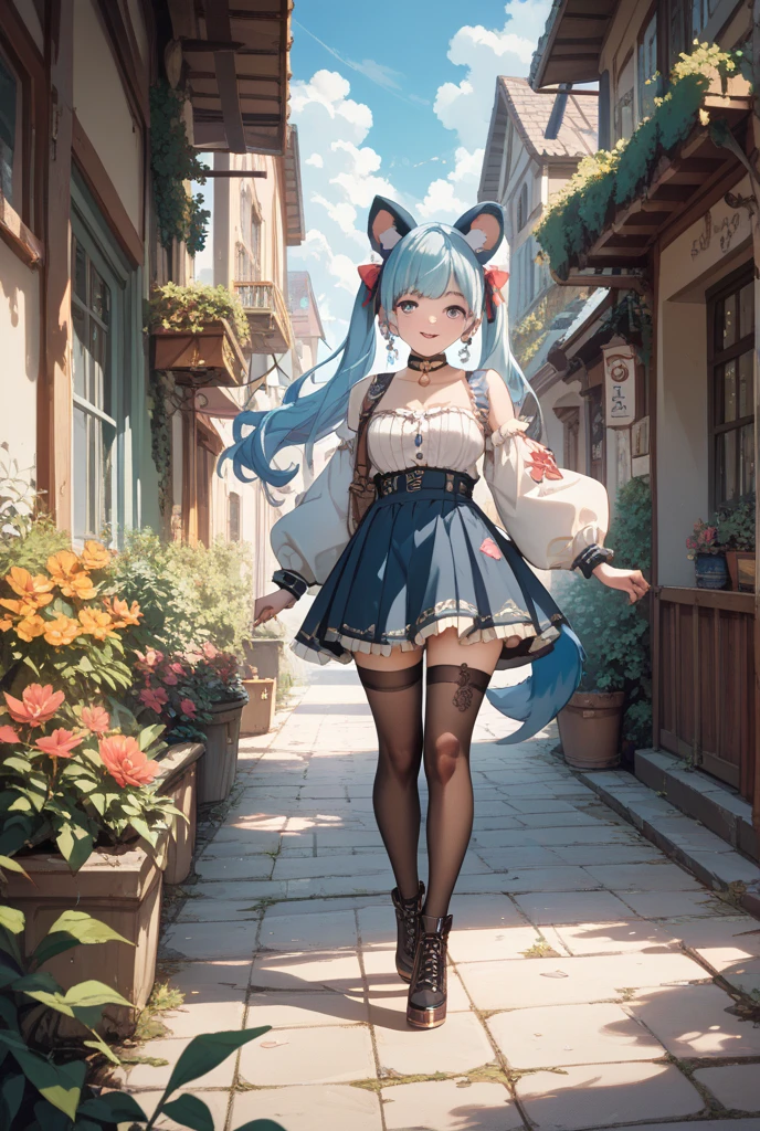 Female idol covered in bluebird(Cute costumes、)、Looks fun、full body Esbian、、Inside a giant birdcage