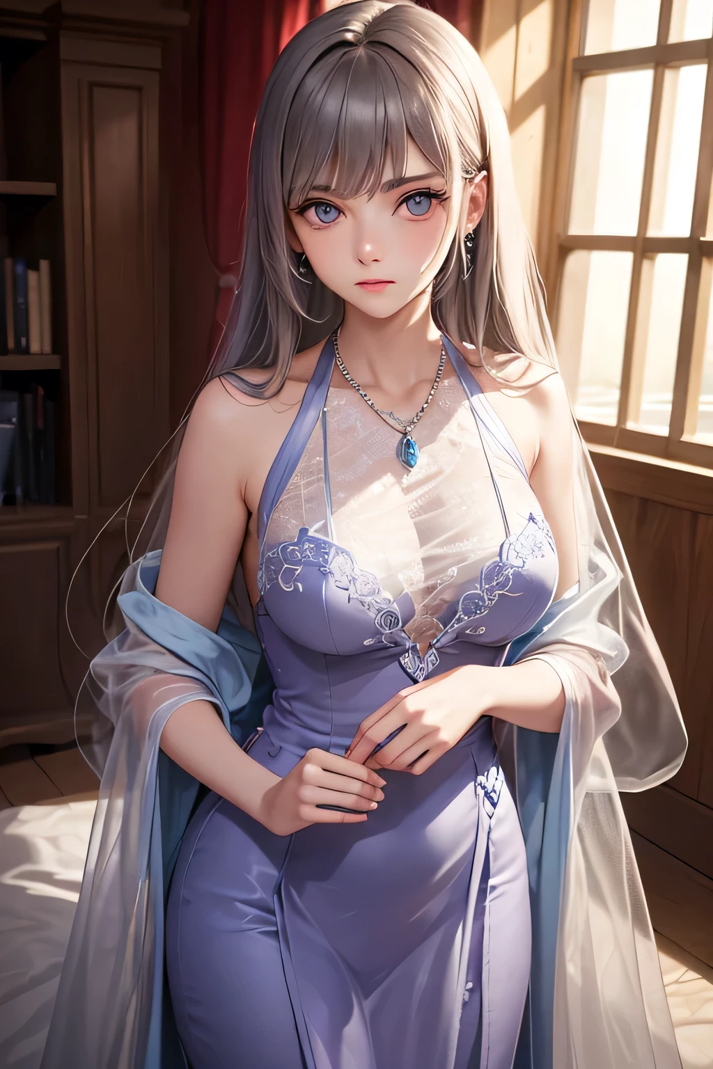 1person, lady, mature body, adult, navel up shot, armpit, (voluptuous lips), opened mouth, kissing lips, seductive smile, smiling full of compassion, heart shaped pupils, blushed, super cute, innocent, perfect body, medium large breast, opened mouth, thin eyebrows, top quality, wearing sexy maidgical wizard girl costume, it is consist of purple long sleeved robe, delicate frilled, complicated pattern, transparent, metal bikini armor, navel baring, fox tail, flashy accessories, ((pierce on nose:1.5)), spiral cloud with lightning background,