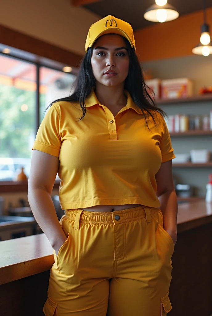 Gorgeous Indian women, prisoner women, (((wearing saffron color prisoner costume)))), (((wearing saffron color prisoner dress))), (((saffron color prisoner shirt))), (((saffron color prisoner pant))), (((dark red lipstick))), (((big red round bhindi))) on center of forehead, looking at viewer, in the Jail, in the Jail, beautiful sexy body, thick thighs, large breasts, alluring body, ((good proportion)), seducing, realistic room background, sexy pose, black hair, chubby prisoner women,