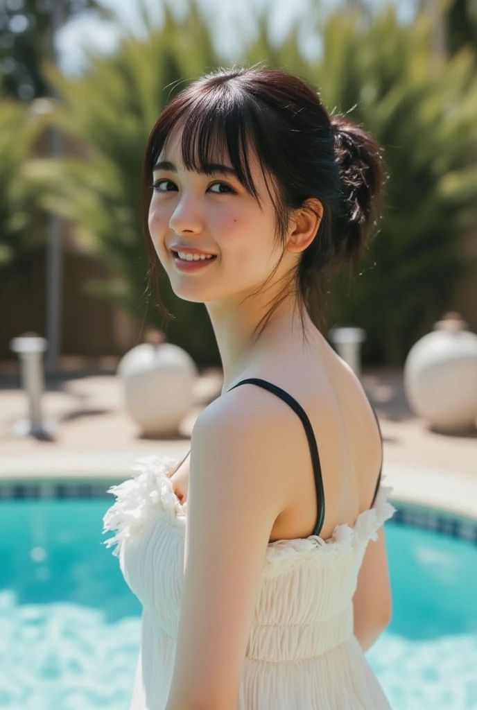 最high quality、high quality、Best image quality、8k、topless:1.4,Nipples are visible:1.2、Twin tails:1.3,smile、Pleated skirt,最High resolution、High resolution、最high quality、(One middle-aged man and one woman, Couple:1.5), (Man hugging woman from behind:1.5),masterpiece、RAW Photos、whole body写真、Detailed and realistic human body、Detailed and realistic skin、Realistic face in every detail、Detailed and realistic eyes、Detailed and realistic lips、Detailed and realistic teeth、Detailed and realistic ears、Detailed and realistic hair、Detailed and realistic weapons、Realistic reproduction of every detail、Realistic fingers in every detail、(Beautiful Hands、thumb１reference４)、Realistic feet down to the last detail、((Beautiful Japanese Women))、(Japanese Model)、((21 year old beautiful woman))、(Black Hair)、(Straight hair)、((whole body))、(Slim and perfect figure)、(whole body光沢肌、Fair skin)、Detailed and realistic human body、Detailed and realistic skin、Realistic face in every detail、Detailed and realistic weapons、Realistic fingers in every detail、Detailed realistic feet、Soft natural light、Japanese garden、A 360-degree view of the hydrangea fields、((Standing in the middle of a hydrangea field(A girl surrounded by hydrangeas 360 degrees))、Poses to make your thighs look beautiful