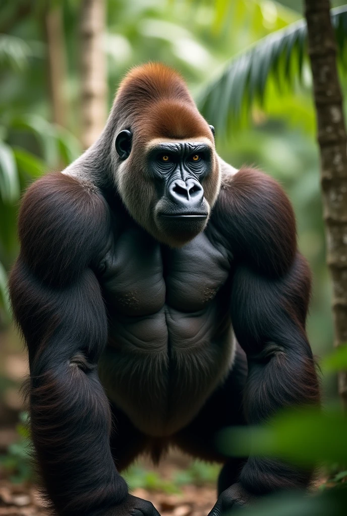 best quality, high quality, ultra quality, 8k, masterpiece, detailed, extremely detailed, insanely detailed, ultra detailed, ultra highres ,exquisite, lifelike Images,cinematic experience,UHD picture,Realistic,photorealistic,hyperrealistic,vivid,RAW photo,shot by DSLR, Giant Bamboo forest, Bamboo trees, Gorilla prowling in the bamboo forest, bamboo trees, Gorilla in the bamboo forest,  actually looking Gorilla, pure Gorilla, it's a Gorilla, gorilla animal, gorilla is in the bamboo forest being a gorilla