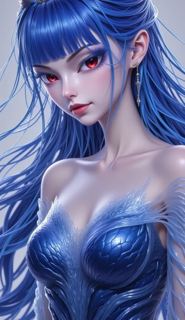 There is a white model,There is a blue feather on it, Art Nouveau Octane Rendering, Close up chest shot, Rich details on the upper body, 3D neon art of a female body, Surrealism Art Nouveau, Beautiful and realistic upper body, inspired by Rudolf Hausner, Upper body close-up, Inspired by David Ligare, Inspired by Tom Wesselman (Tom Wesselmann), Complex upper body, mannequin with a blue feather on it, art nouveau octane render, close up bust shot, detailed upper body, 3 d neon art of a womens body, hyperrealistic art nouveau, beautiful realistic upper body, inspired by Rudolf Hausner, upper body close up, inspired by David Ligare, inspired by Tom Wesselmann, intricate upper body