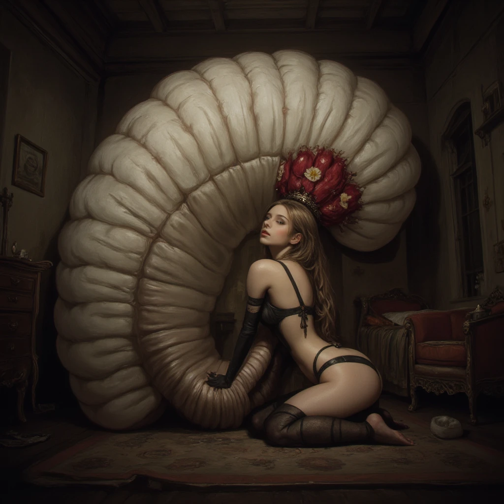((Masterpiece)), ((best quality)), delicate, (ultra realistic), 16k wallpaper, ((extremely detailed)), cowboy shot: 1.4, standing, view from behind, (tits exposed ), ((2 girls)), angelic face, very young, glass eyes, violet eyes, extremely long waving hair, strictly bipedal character, ((anatomically correct legs)), ((anatomically correct hands)), perfect hands, (Five fingers), (detailed face), (perfect butt), (perfect face), (perfect body), ((small breasts)), has a loving look, a longing expression, intricate decorations. floral hair accessories (black choker, detailed gold and diamond pendant), ((high heels)), background of a huge antique clock, gears, pendulums, antique porcelain vases, dried flowers in jars, antique objects wine bottles , Old furniture, fine porcelain, small decorative figures, old paintings, a huge dragon in the background,
