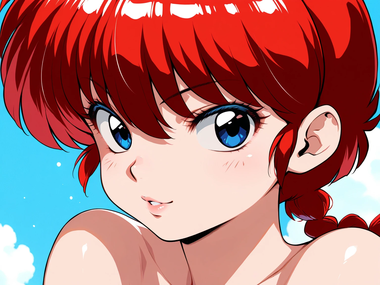 Ranma, lickingoral, BEST cuality, Hd, detailed , perfect penis, detailed, Licking the tip of the penis, sucking penis, A little cum on the tip, deep Throat ,deepthroat,deepthroat / cum, Pinching POV, ahegao, Red hair