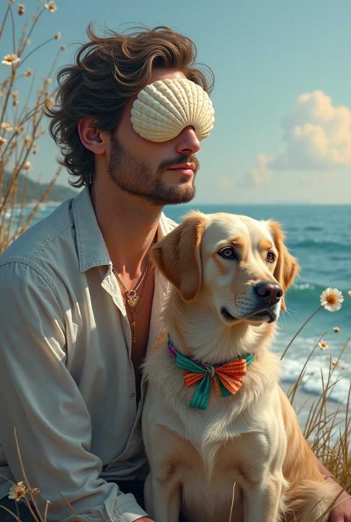 Illustration d'un surfeur décontracté, 22 ans, bronzage parfait, cheveux courts et bouclés, portant un chapeau de paille et un chat siamois sur son épaule. Il surfe sur une vague parfaite, au coucher du soleil. Ambiance californienne, style années 70.