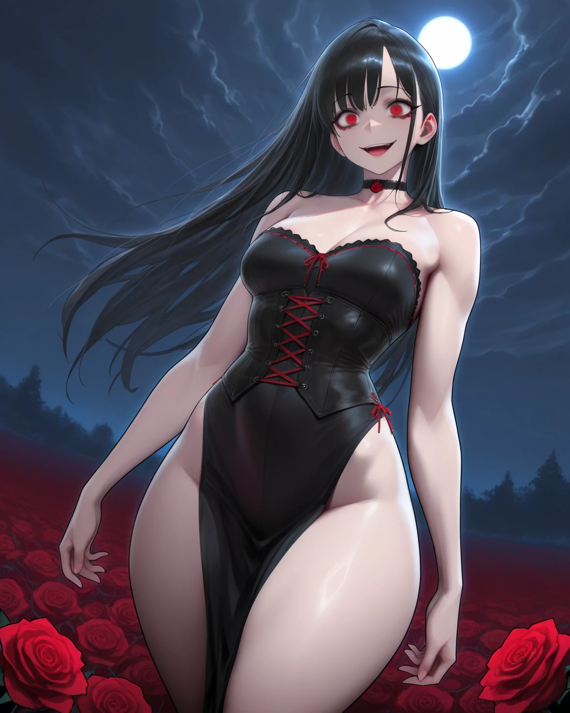 best quality, amazing quality, very aesthetic, absurdres, 1girl, rio (blue archive), blue archive, red eyes, black hair, strapless, (realistic face), (narrowed eyes), (cowboy shot), (concept art:1.5), panties, (thigh, heart hands, glowing eyes:1.4), expressive eyes, perfect face, 4k, extremely detailed anime illustration, extremely detailed eyes, enhanced details, perfect anatomy, light rays, photo background, extremely delicate body, smooth skin, feminine expression, (black background:1.5), cristal clear eyes, beautiful face, big breasts