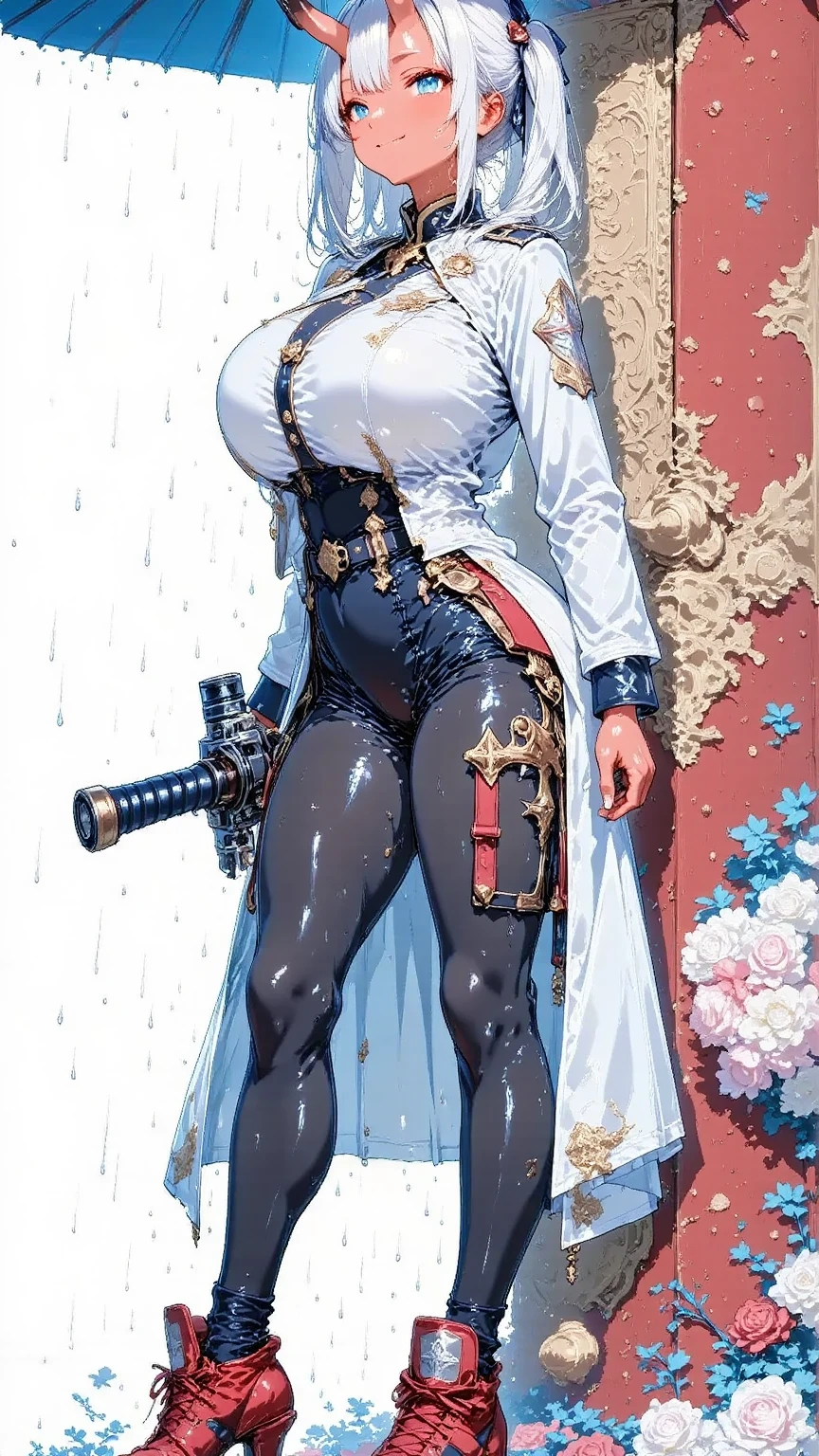 1female，35yo，plumw，extremely large bosom， 独奏，（Background with：Huge machinery，droid，aerodrome，Planes，Huge mechanical armor，） She has very short black hair，bobo head，Stand on the plane，，seen from the front， hair straight， mostly cloudy sky，（（（tmasterpiece），（Very detailed CG unity 8K wallpaper），best qualtiy，cinmatic lighting，detailed back ground，beatiful detailed eyes，Bright pupils，Blue eyes，Snow-whiteskin，Redlip（Very fine and beautiful），（Beautiful and detailed eye description），ultra - detailed，tmasterpiece，））facing at camera，A high resolution，ultra - detailed），revealing breasts，Bare genitalia，  Bulge，legs are open，Raised sexy，Camel toes，Flushed complexion，Desire for dissatisfaction，frontage，Big high school girl，Supergirl（Wearing：Cloak，sailor uniformm，Bare breasts）