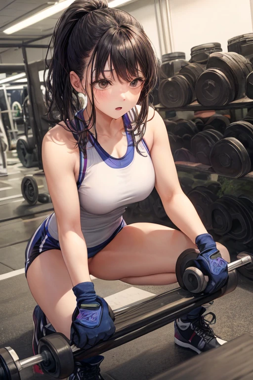 A girl is posing for a photo, cute女の子, Enchanting girl, Anime Girls,
(((One Girl, Baby Face, cute, 16 years old))),
(Serious expression、Open your mouth),
(noon、(Sweat flying、Fitness、Professional wrestling venue、Pro wrestling)), ((battle、Fighting Pose、Aggressive Pose、Cowboy Shot))
BREAK
(Black Hair, Forehead、Long Straight Hair), (Red eyes, Very droopy eyes),
Female wrestler, (((Blue Sports Bra、Blue sports pants、Knee support、Elbow Support、Fingerless gloves)))、
BREAK
(Symmetrical facial features, Perfect Face), (Beautiful breasts, (Ccup)),
Beautiful body, Beautiful clavicle, Beautiful thighs, Beautiful feet, Perfect round butt, (Beautiful fingers), (((Detailed skin, Oily skin, Textured skin, Beautiful Skin))),
Double eyelids, Long eyelashes,
(Expression of fine eyes, Beautiful and delicate eyes, Sparkling eyes, Eye Reflexes),
(Beautiful Nose,Thin Nose),
(Glossy Lips, Beautiful Lips, thick lips),
(Beautiful Hair, Shiny Hair, Shiny Hair)),
BREAK
(((highest quality)), ((masterpiece)), (Very detailed), (High resolution), (Beautiful detailed sparkle), (High detail), (Anatomically correct)), ((Realistic)),
(The best CG), Ultra-detailed art, CG illustration, (16k, 1080P), Oil paints,