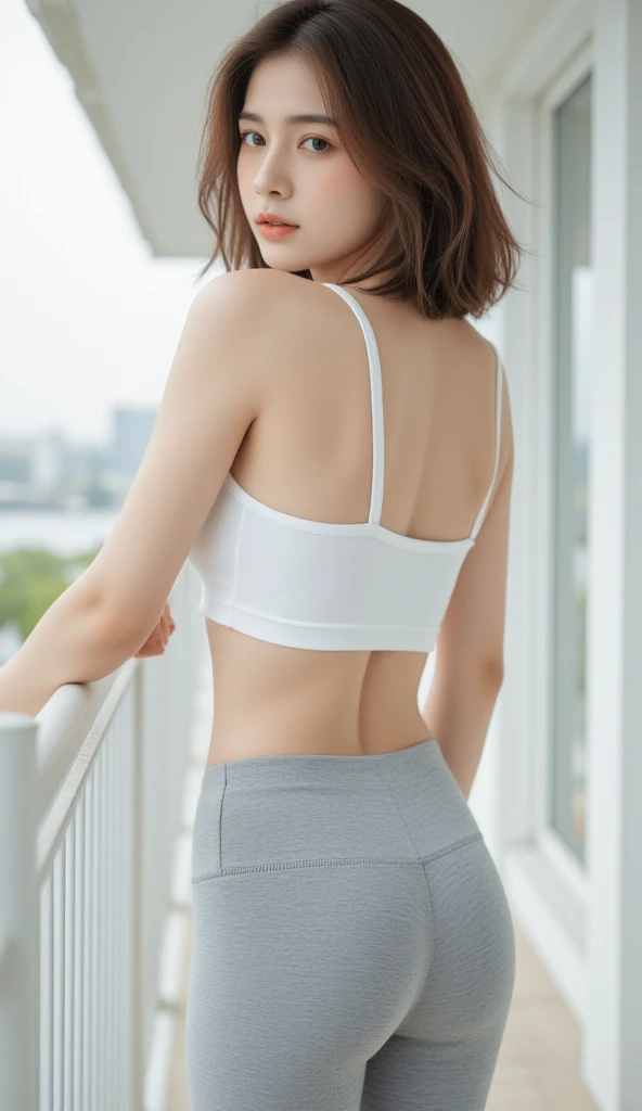 Aoyama Street Walk,A girl wearing a black bra top and white shorts, Japanese Girls, gorgeous young japanese women, Back pose, Shorts, Cottagecore!! Fitness Body, Tight ass, Side pose, Beautiful South Japanese Women, Booty Shorts, 20 year old female model, Shortsをはいたセクシーな女の子, Lit from behind, Big eyes, Shiny, Very cute face, Narrow waist, Sex Pack, Raise your legs