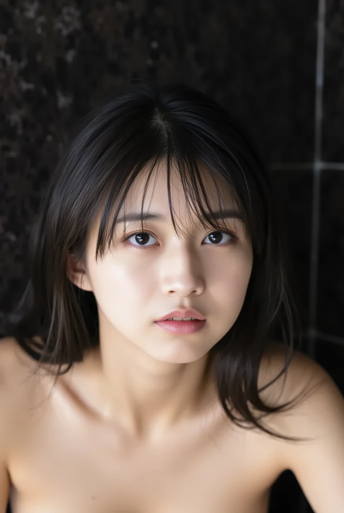 ((Blowjob、、:1.4)).((Highest quality、、、明るいBrown Hair、Tie your hair up、at night、Gentle indirect lighting、Large breasted women、Sex in the bedroom、naked、masterpiece:1.3))、Slender beauty、Beautiful couple、smile、 (Slim face and body, (Brown Hair), (Shortcuts),、smileの美しさ、