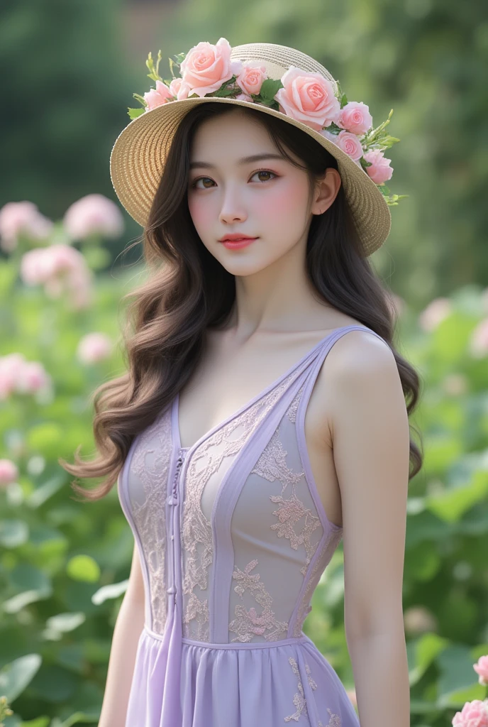 ((((highest quality))))、(((Ultra-precision CG16K wallpaper)))、(((masterpiece)))、(((Super detailed)))、(((super extreme details)))、1people's women、mature woman、25 year old woman、((Japanese face))、((very beautiful face))、((Sasaki Nozomi:1.5))、((Soft wave semi-long hair:1.3))、(shiny hair)、bangs up to eyebrows、beautiful brown hair、beautiful delicate eyes、brown eyes、raised eyebrows、high nose、small nostrils、small mouth、seductive lips、mouth slightly open、beautiful breasts、C cup size breasts、cleavage、plump body、perfect proportions、perfect anatomy、perfect composition、beautiful detailed shading、beautiful natural lighting、beautiful detail glow、Depth of the bounds written、(((High chroma)))、(((real:1.9)))、((vivid:1.4))、((beautiful skin))、((skin texture))、((realな皮膚感))、(((head to thigh shot:1.5)))、((Angle seen from the front:1.5))、((Surprised face with open mouth:1.4))、(molestation)、bright sunshine、(((in the forest:1.3)))、(standing pose:1.5)、(((Purple rib knit one-piece dress clothing:1.5)))、(((White Lace Bikini Panties:1.5)))、((lift skirt))、((Male hand touching buttocks:1.8))、