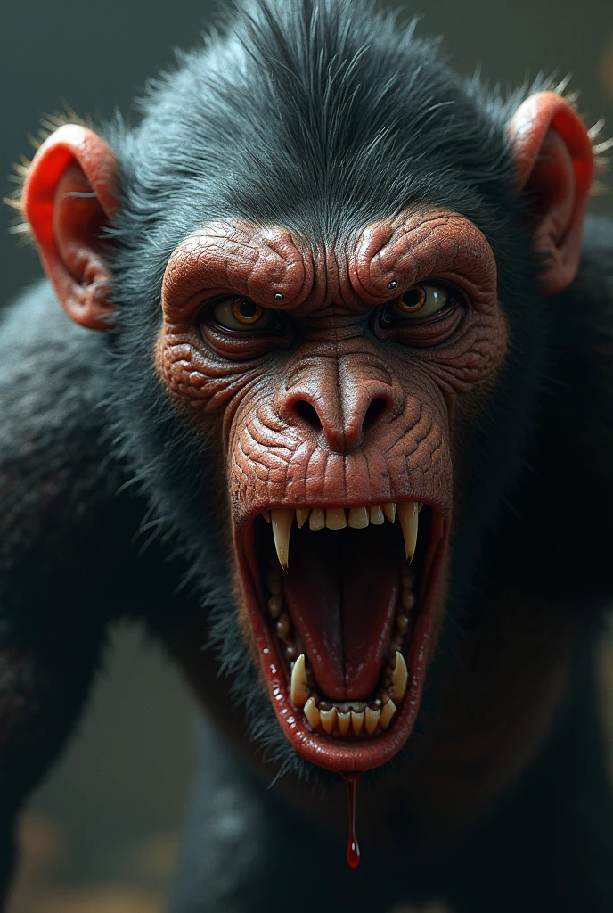 extremely angry and bald monkey