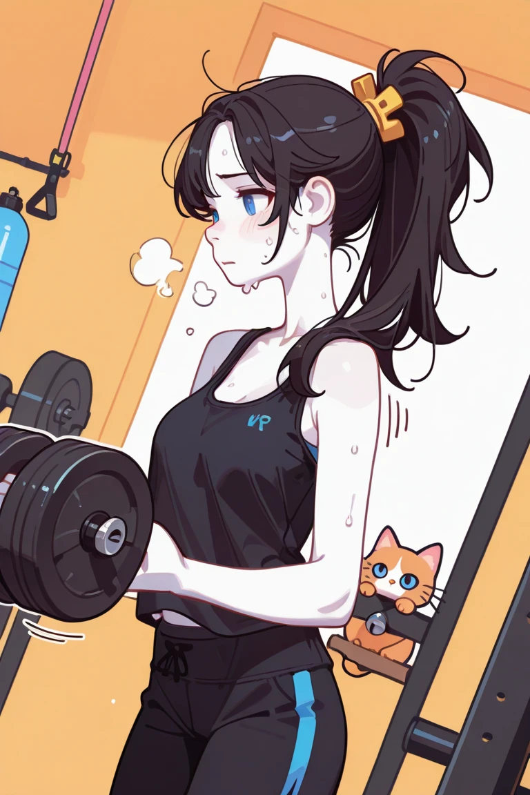 Stylish female gym enthusiast. white woman, american, Beautiful appearance, long hair. freckled face, front tooth gap, In her late 20's. She is seated inside a large machine, (trapped inside "automated tickling device"). Her body immobilized by straps and padding, Wrists restrained above her head, armpits exposed. She wears a tank top and yoga pants, busty. Tickled silly. Touched by mechanical ticklers, (disembodied femenine hands touch her all over). Hearty laughter.