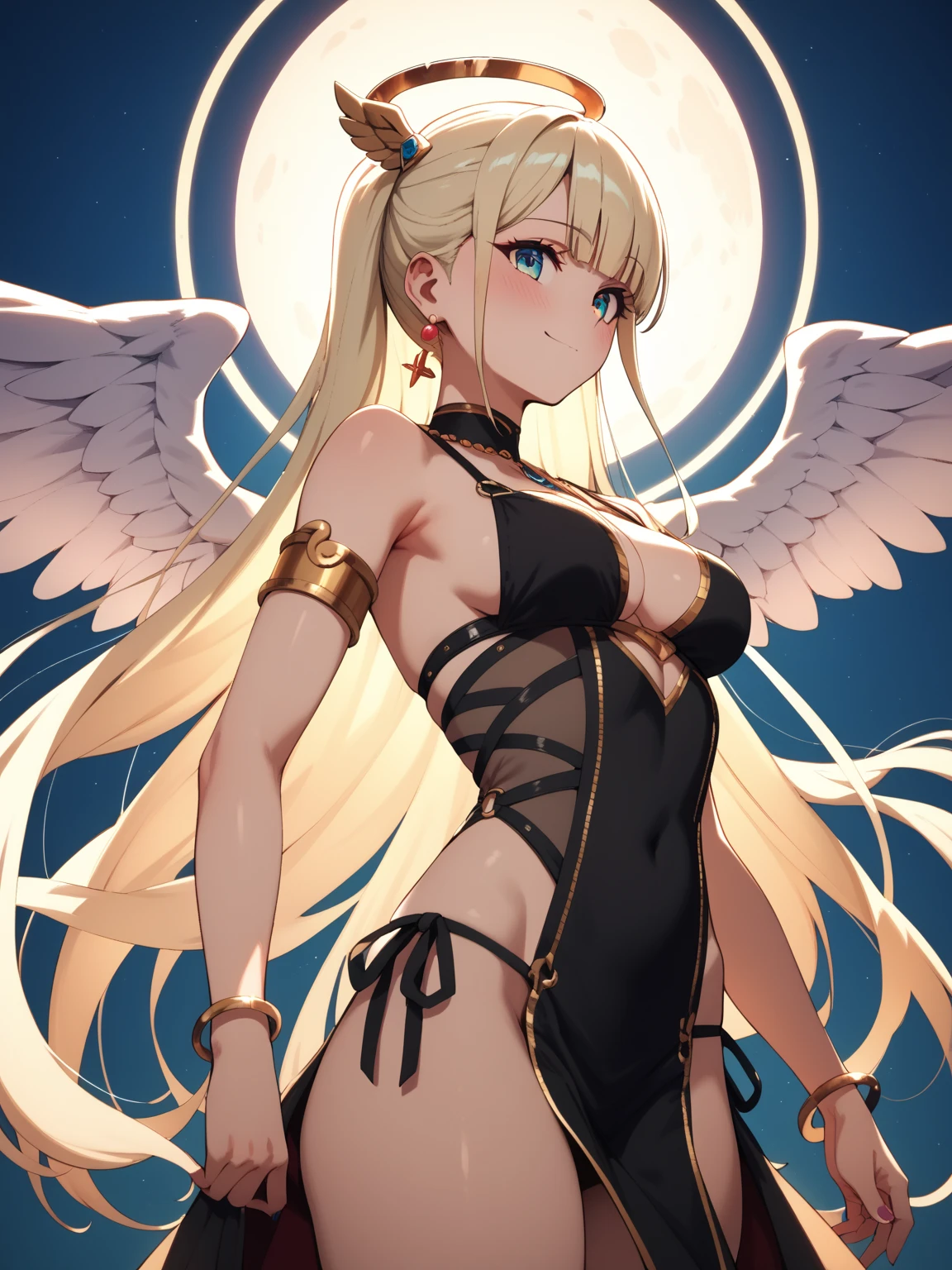 ((highest quality)),(ultra high resolution),(Super detailed),(detailed description),((best CG)),(best work of art),super precision art,great drawing art,(Fantasy art with precise details:1.5),(religious painting:1.8), (1 Female Angel:1.6),(beautiful and well-shaped face:1.5),small breasts:1.6,(collar with chain:1.4),(Lifeless eyes:1.3),folded wings:1.3, ((bed in dark room:1.8)),Flickering flames:1.1