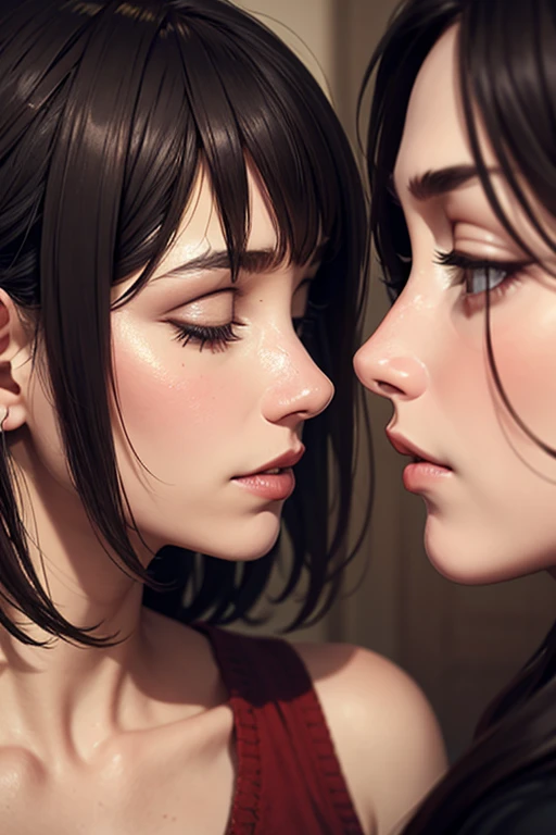 nsfw, masterpiece, best quality, ultra detailed, ((three mature beautiful lesbian women, caress each other)), A shy look, Half-open mouth, Bare skin glistening with sweat, bra and panties, in the forest, close-up to face, Portrait, 
