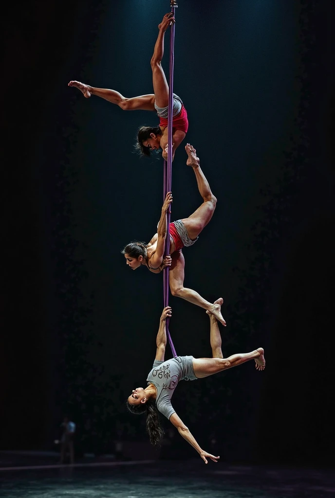 Thick muscular woman with many legs doing gymnastics, extra legs , many legs,eight legs,