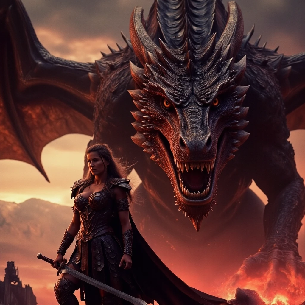 masterpiece, high quality, intricate details, cinematic photo a (purple|iridescent) dragon flying over a battlefield, 1woman-rider medieval troops castle, fire-breathing, nighttime low-shot long-neck tattered wings motion blur . 35mm photograph, film, bokeh, professional, 4k, highly detailed, highly detailed high saturation