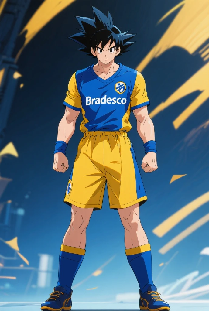 goku vestido con el uniforme del equipo de futbol chileno universidad de chile
