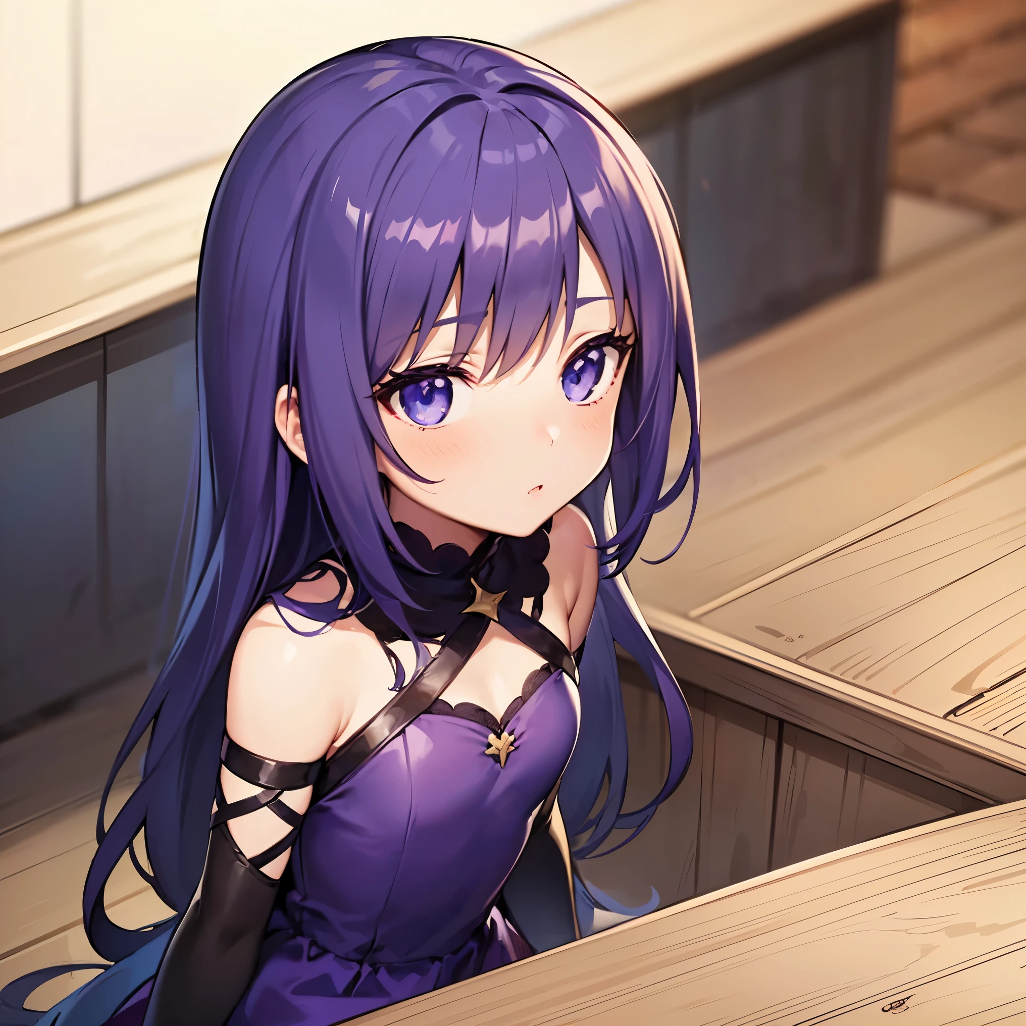 a girl in a purple field, vibrant purple flowers, flowing purple dress, dark purple sky, best quality, ultra-detailed, realistic, dreamy lighting, impressionistic style, lavender color palette, soft and gentle brushstrokes