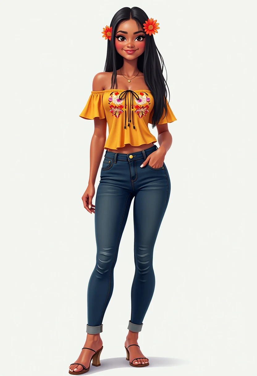 a beautiful young mexican woman, a 20 year old girl with chubby figure, green crop top, white shorts, full body shot, front view, detailed face, high quality, detailed skin, intricate details, incredibly detailed, masterpiece, photorealistic, hyper detailed, cinematic lighting, warm color tones, natural shading, 8k, best quality