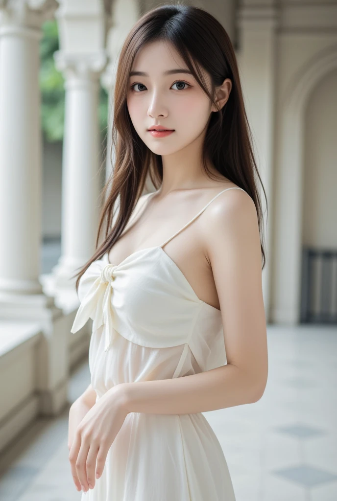 8K, Ultra-high resolution, best quality, masterpiece, Surrealism, photo, 1 girl,LD:1.3), pretty girl, Cute face, Beautiful eyes in every detail, 細かくdetailedに,masterpiece,, A girl:1.2, Japanese female announcer, Brutal cyberpunk woman,Bob Hairstyle,(Transparent jumpsuit:1.05),Beautiful leg line beauty,Attractive thighs, ,BoLD Pose,Looking at the audience、beauty,Long Neck、Smile、Please close your mouth and smile、(((Ideal body shape))),A cup small breasts :2,、image:2、Perfect anatomical structure、鮮明なdetailed、detailed、Surrealism、Light and Shadow,glare,seaside,Soft Light,Chinese Beauty,Slip nightdress