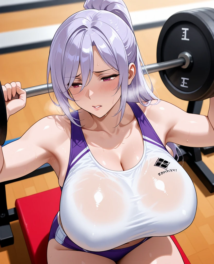 suzuhara,Viewers beware!,1 girl,,,chest,Pointed chest,Chest cleavage,Underbust,Side Bust Barbosa,(blush),((Embarrassing)),Spread out and masturbate((White Bikini))round 1(((Lifting the chest)))((View from below、View from below))Upper body close-up,(Huge chest)