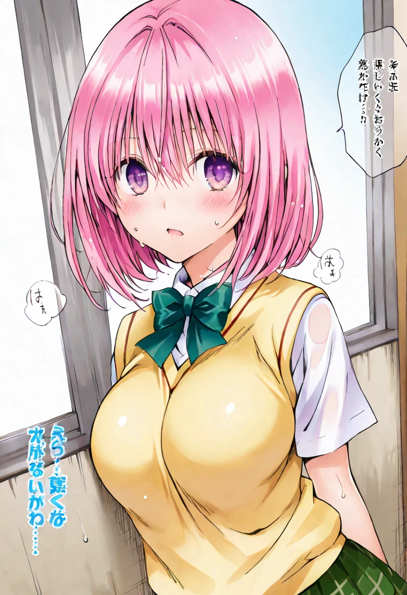 (((((Best Quality, 8K, 32K, masterpiece, 1.2)))),{{solo}},((nsfw:1.5)),{{{Character reference: ToLove Ru's Momo:1.2}}},((bob hair style)),((perfect beautiful face:1.2)), public toilet in train, sitting on toilet seat, wearing , peeing, leaking pee from pussy, half visible vivid pussy, a lot of public hairs, defiant look, embarrassed,