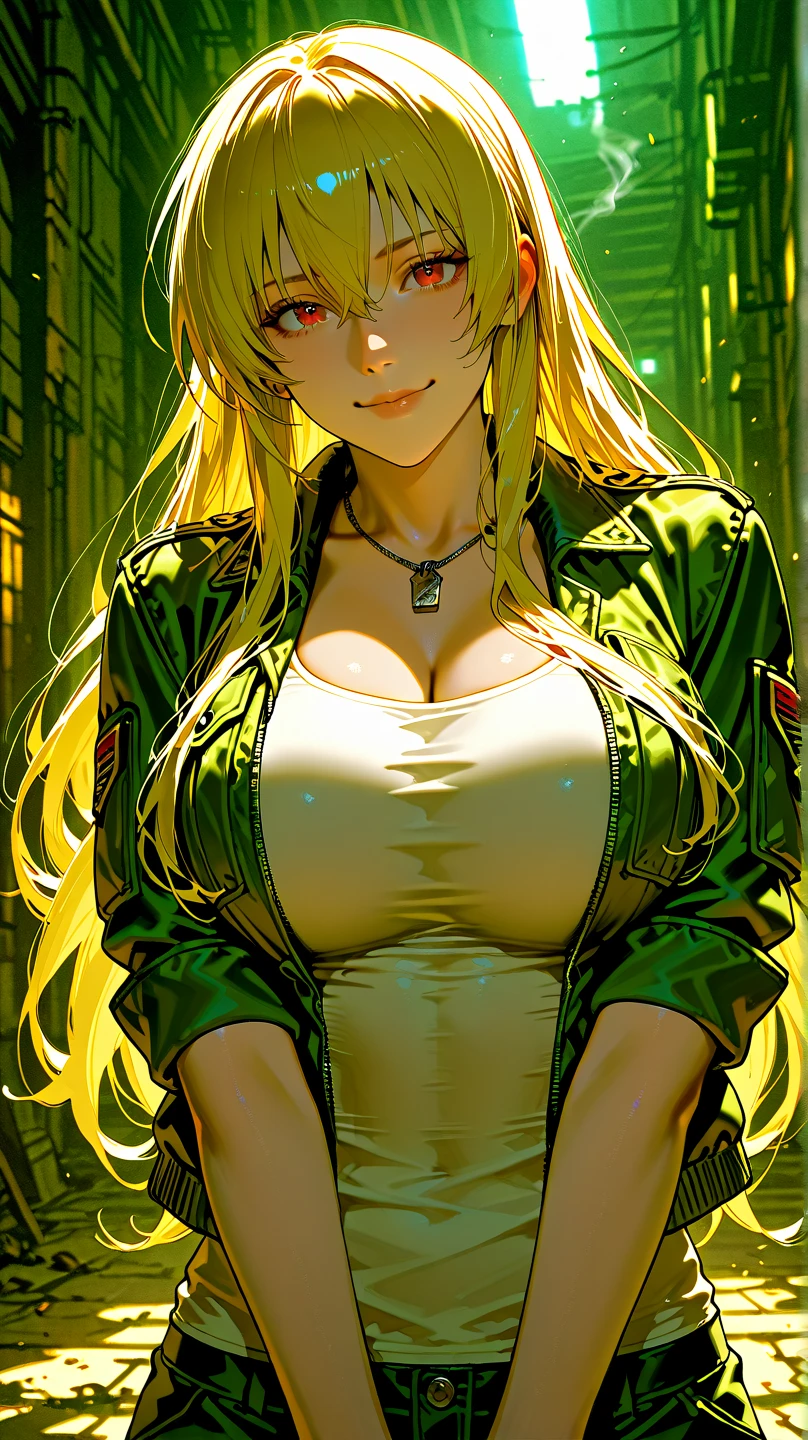 Long blonde hair and blue eyes、Anime girl in green leather jacket, blonde anime girl with long hair, The finer details. Girls&#39; Frontline, from Girls&#39; Frontline, Best anime 4k konachan wallpaper, From the Azur Lane video game, Black Canary, Girls&#39; Frontline style, I also make fan art, Anya from Spy x Family, Tatsumaki from One Punch Man
