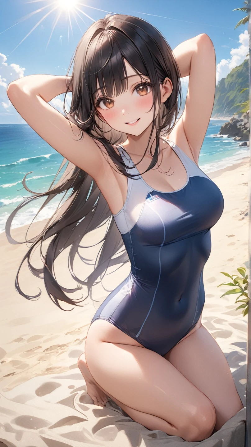 She was an attractive Japan college girl who loved the ocean。She had long, wavy black hair that fluttered in the wind.、Had deep, narrow eyes that sparkled like the sea。Her face is graceful and friendly、There was a delicate nose and plump lips。Her skin is smooth and radiant,、My cheeks were slightly red.。Her body is smooth and graceful.、Had natural curves and balance。She wore a white one-piece swimsuit。The swimsuit is made of cotton.、It felt soft and comfortable。The swimsuit has a halter neck that shows the shoulders and、With Roebuck showing his back、There were frills that added femininity。She wore a straw hat with a blue ribbon on it.、A cool and sparkling intelligence-enhancing bracelet made of glass of the same color as the eyes, and、A necklace made of shellfish that shows a love for the smooth and natural sea.、She also、I was wearing sturdy and durable casual and relaxed sandals made of leather.。
She was sitting on a wooden bench on the pier of a seaside town。The pier was surrounded by boats, fishing nets and seagulls。The sea is calm and blue、The horizon was clear and endless。The sky is clear and bright、The clouds were fluffy and white。The background has depth and perspective.、It looked realistic and three-dimensional。(quality: 2) (picture quality: 2) (detail: 2) (masutepiece: 2) (Official art: 2) (meticulously detailed masterpiece: 2) (realistic in every detail: 2)
She smiled kindly and looked at the camera、Showed a warm and sweet personality。She had a book on her lap。The book has a colorful cover with a picture of a mermaid.、It is made of paper and、It felt new and exciting。She opened the book and read the words softly。The words sounded like a fairy tale。She was holding an ice cream cone in her right hand。The ice cream cone has vanilla ice cream sprinkles on it.、It is made of milk,、It felt cold and creamy。She licked it with her tongue。It felt cute and playful。Although her eyes were expressive and charming,、At the same time, pure、Calm the viewer、There was also a s
