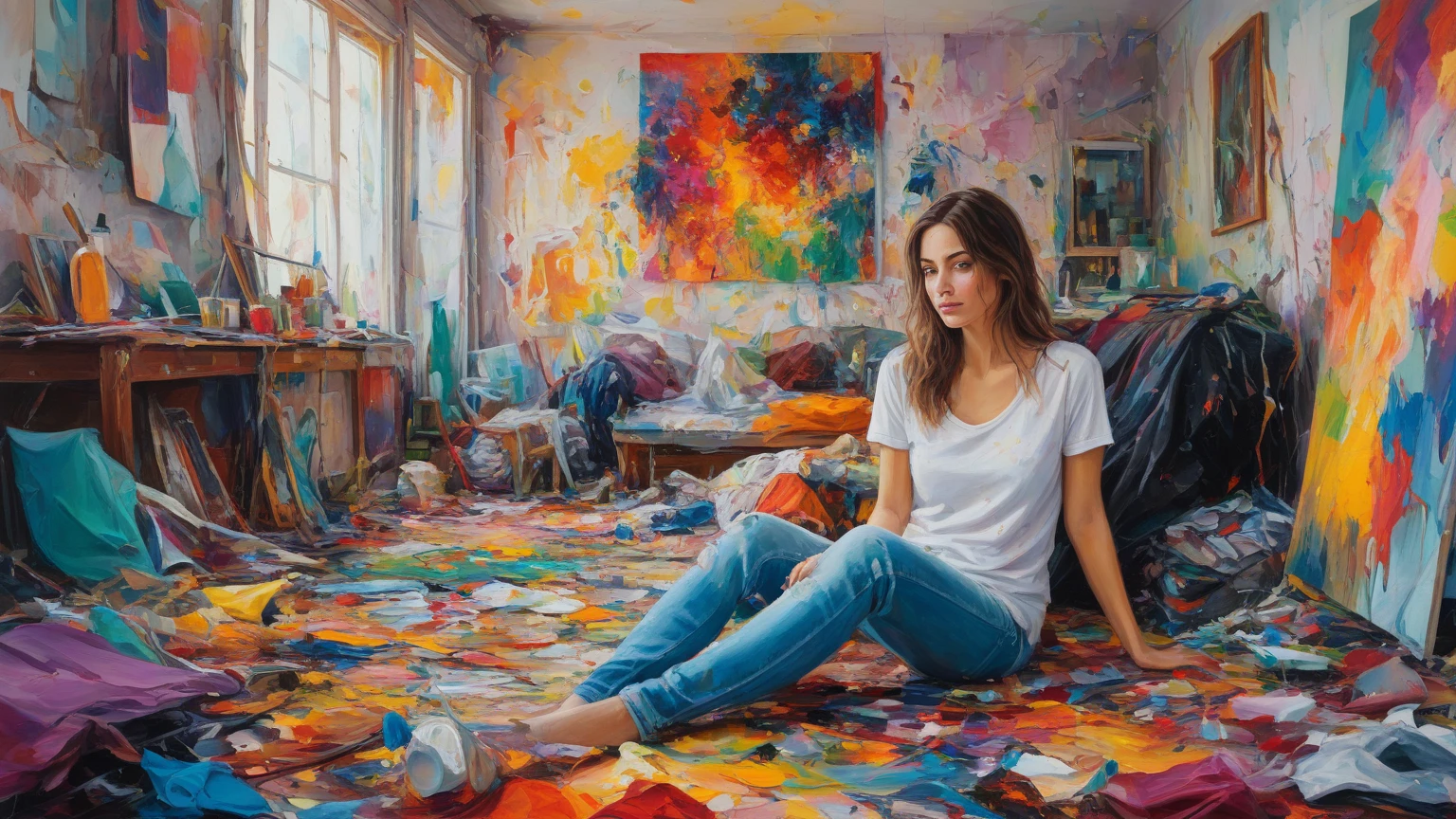 Create a woman who is very messy.😈