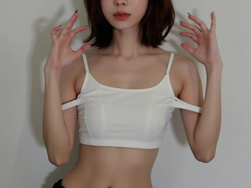 1girl, solo, photorealistic, realistic, middle age, a 30-year-old woman, ordinary mature woman, Japanese woman, Japanese woman, Japanese face, body of 30-year-old woman, (curly black hair), long hair, dark eyes, small nose, pointy jawline, deep cheekbones, shovel-shaped incisor teeth, pale-white skin, ((((selfie shot))), rich curtain side, clothed, (((upper body only)))
