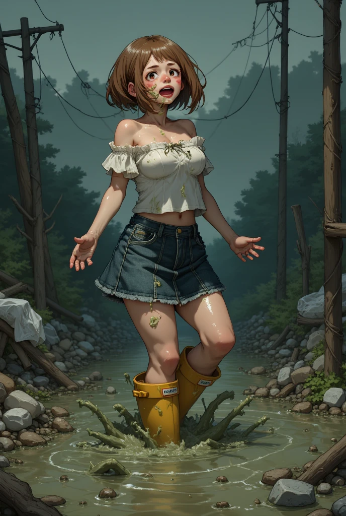 ((highest quality)), ((masterpiece)), (be familiar with), Perfect Face, (High definition), (Best Shadow), 8K, Cinematic, (Realistic:1.4),dramatic, ((A woman crouching on a gravestone)), ((Grabbing her )), (Red hair), ((extra short hair)), (Hollow Eyes), (Mouth open), (Anguished expression:1.0), (Pure white skin:1.1), Voluptuous body, (:1.1), Narrow waist, Big , Alluring, Drenched white tank top, barefoot, Rain on the skin, Boneyard, 土葬のBoneyard, (heavy rain:1.4), Heavy rain in the middle of the night, (steam:1.4), Bust Shot, (Close-up of face)