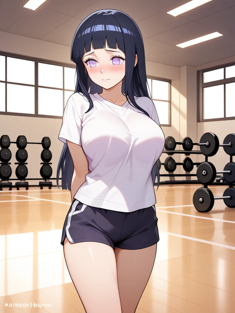 Black hair, large breasts, sexy, gym uniform