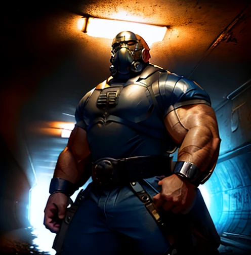 1Muscular man wearing a full face helmet,2-hole helmet,black helmet,Masked,Adult male,beefcake,Bodybuilding,Huge pectoral muscles,Thick arms,Broad shoulders,Round buttocks,naked upper body,Wear sex tongs,Brown Thong,Mature,robust,Burly,tall and straight,luscious,Sexy,Masculinity,Big,big man,Heavy,Strong,apartment,The sun shines in from the window behind