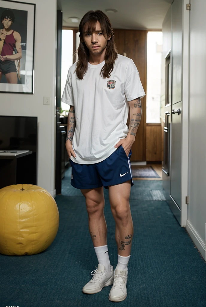 Best Quality, detailed, handsome dilf, unkempt, hairy arms and legs, gray fur, dilf trainer, sneakers, white socks, calves, office environment, office desk, relaxing, sofa, pubis, dad, very hairy, thick beard, White daddy bear man, Proportionate body, best legs, neck lines, detailed neck, detailed face, detailed eyes, woolly fur, Haircut, football coach, whole body, best shoes, high quality, detailed sneakers, venous , small town dad, professional dilf, pervert trainer, yellow team colors, team colors