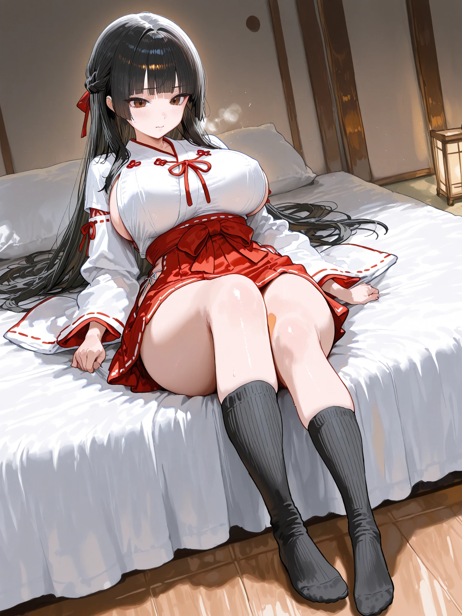China Black haired princess blush She is forced to have sex with the emperor in order to become pregnant. Her red long-sleeved Chinese dress is stripped off and her penis is forced into her crotch on the futon. Virginity loss crisis