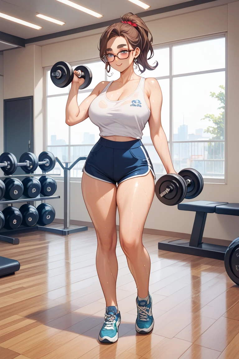 gym storeroom, 1girl,, masterpiece, best quality, highly detailed,sexy,Squat down,Leg separation