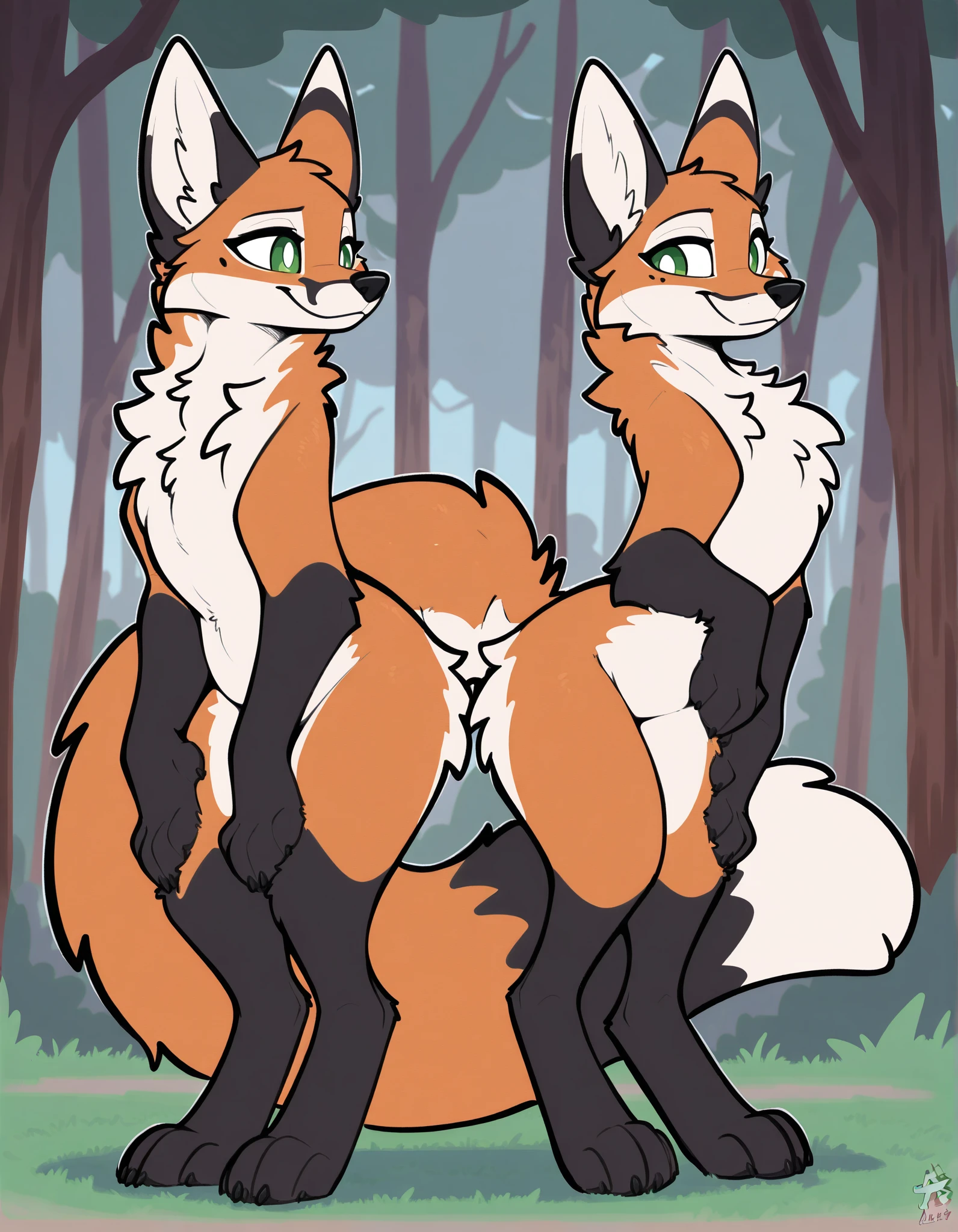 Top quality, best quality, by dabaicai, High quality illustrations, masterpiece)(kemono, furry anthro), round, female, maned wolf, glasses, slim body, fur, fluffy, big breasts, Hips wide, fluffy tail, wedgie panties, big breast, big ass, curvy, sexy, hot, collar, big hip, thick legs, big ass, curvy, sexy, hot, collar, mommy, small pussy, random poses, full naked, STOCKINGS, tennis ball on mouth, naked , forest background, leash, close camera, sometimes show ass, sometimes bend over, sometimes ass focus, MANED WOLF, wear a string bikini, STRING BIKINI
