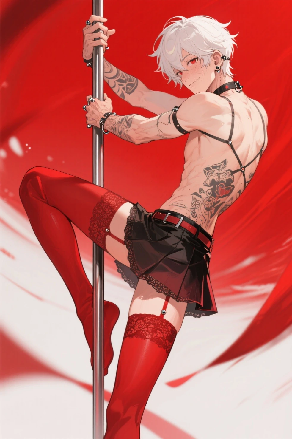 Demon Slayer boy wearing only thong showing penis, 