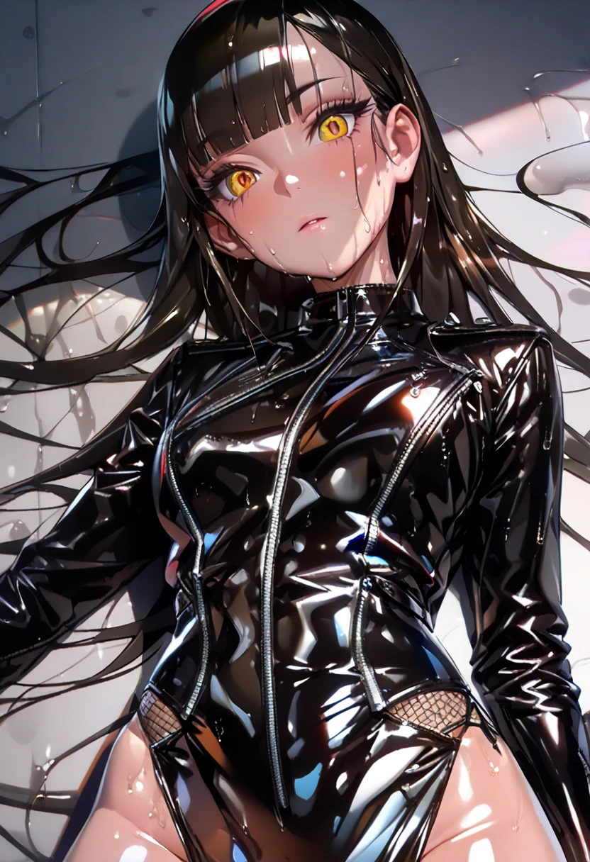 ((Highest quality)), ((masterpiece)), (detailed),Perfect Anatomy,Natural Light,In the city where buildings stand side by side,Night Scenery,A very cute, -faceack-haired woman,((Highest quality, 8k, masterpiece: 1.3, )),A woman with very small breasts,Well-proportioned, slim body,Long, slender legs,Long, thin hands, detailedな顔, detailedな肌, fine grain, detailedな唇, detailedな舌, detailedな指, Mouth detailed, Beautiful teeth alignment,Realistic, High resolution, Natural light, Dynamic pose,Toned Legs, double eyelid, Tear bags, Round eyes, Moist eyes,Moisturized lips,Long, flowing blonde hair, (((Black leather collar,Wearing a black leather jacket,A black leather jumper that reveals the chest,Wearing a very short black leather miniskirt,White panties look good,Black leather belt at waist))),((spread your legs wide 1.9,Open your legs in an M shape..5,Woman sitting with knees up 1.4,A pose that emphasizes panties,I want to see more panties)),Poses that emphasize the uterus,A pose that gives a good view of the anus and pussy,