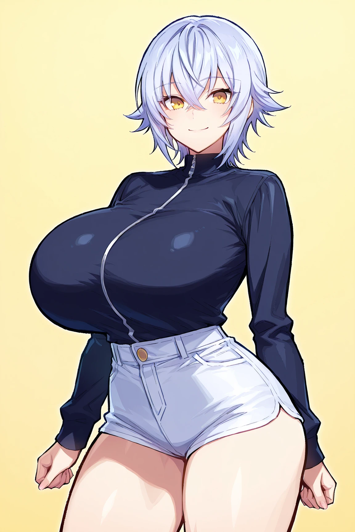 masterpiece, best quality, ((full-color:1.4)), pov, upper body, ((tentacles blowjob)), 1girl, solo, Suzune, pixie cut, gray hair, Suzune's clothes, white jacket, black shirt, black skirt, evil smile, teeth mouth, ((High-definition, accurate, and error-free normal-sized areolas and nipples)), ((covered nipples:1.4)), uncensored,