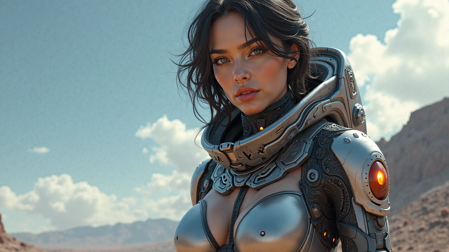 Beautiful young woman, Mid-waist space suit,The helmet is very detailed,((Bikini Top)),((metal bikini spacesuit)), Sexy navel exposed, full metal armor, Exposed abdomen and waist, open belly, The abdomen is completely exposed, Cowboy shooting, actual, photoactual, high quality, 8K, Very detailed, masterpiece, dynamic poses, dramatic lighting, cinematic, Science Fiction, Futuristic, bright colors