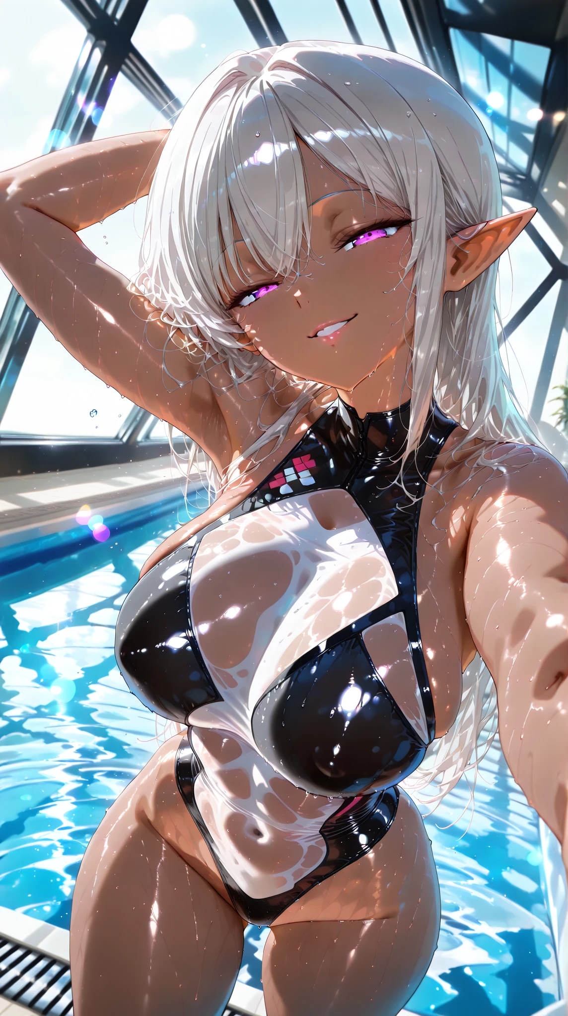 (masterpiece, best quality:1.2),  <lora:StrengthMda-000009:0.9>, strengthmda, sitting, pool, bikini